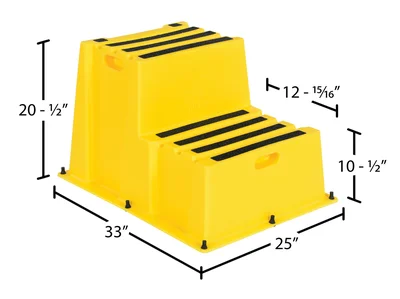 Vestil SPN-2-YL Polyethylene Nestable 2 Step 500 Lb. Capacity - dimensional drawing