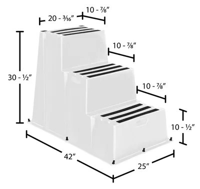 Vestil SPN-3-WT Marine Step Poly Nestable 3 Step - dimensional drawing
