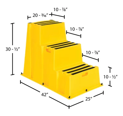 Vestil SPN-3-YL Polyethylene Nestable 3 Step 500 Lb. Capacity - dimensional drawing
