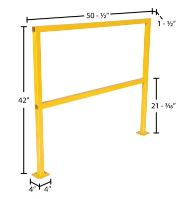 Vestil SQ-48 Steel Square Safety Handrail - dimensional drawing