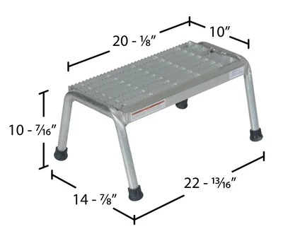 Vestil Aluminum 1 Step Stand 500 Lb. Capacity Silver - dimensional drawing