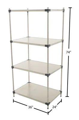 Vestil SSS-2436 Stainless Steel Shelving 600 Lb. Capacity Brushed - dimensional drawing