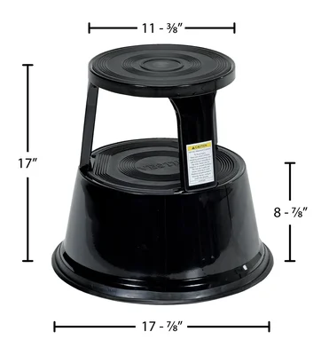 Vestil STEP-17-BK Steel Rolling Step Stool - dimensional drawing