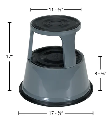 Vestil STEP-17-GY Steel Rolling Step Stool - dimensional drawing