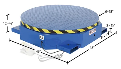 Vestil Steel Stand Alone Powered Carousel 3,000 Lb. Capacity Blue / Yellow - dimensional drawing