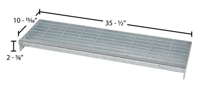 Vestil STS-36-HDG Galvanized Steel Step 5 Ft. Wide 880 Lb. Capacity - dimensional drawing