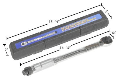 Vestil TW-38-10PK Steel Torque-Drive Wrench with Rating - dimensional drawing