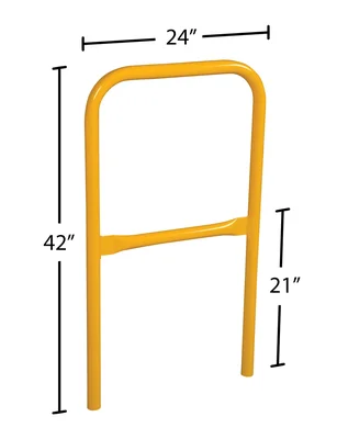 Vestil VDKR-2 Steel Safety Railing 2 Ft. Length - dimensional drawing