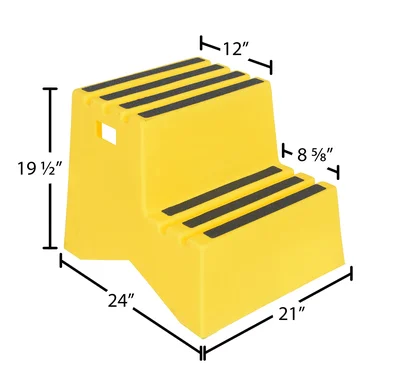 Vestil VST-2-Y Polyethylene 2-Step Step Stool - dimensional drawing