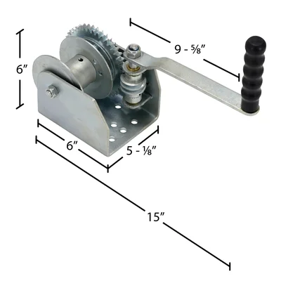 Vestil WALL-S Steel Single Wall Mounted Hand Winch - dimensional drawing