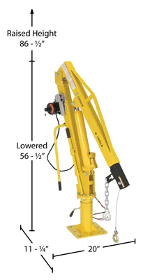 Vestil WTJ-4-DC Steel DC Powered Winch Truck Jib Crane - dimensional drawing