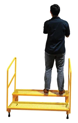 Vestil ASP-48-HR Steel Adjustable Step Mate Stand 2 Step with Handrails