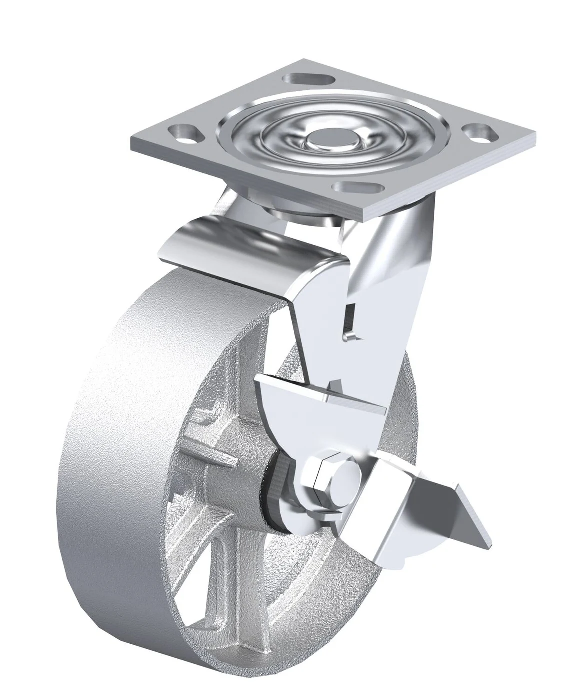 Vestil CST-BL-5X2CI-SWB Cast Iron/Steel Swivel With Brake Caster 5 In
