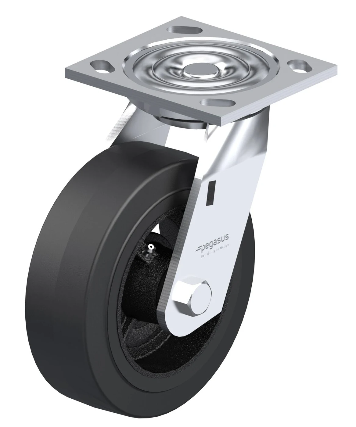 Vestil CST-BL-6X2MR-S Rubber Swivel Caster 6 In