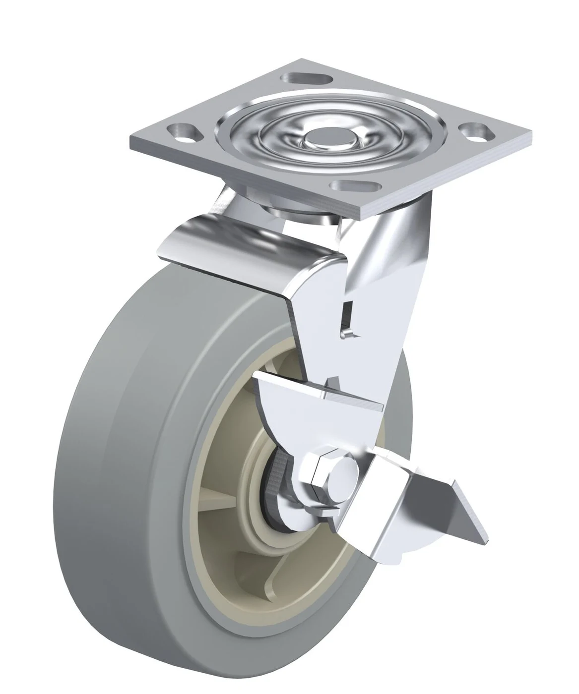 Vestil CST-BL-8X2TPR-SWB Thermoplastic Swivel With Brake Rigid Caster 8 In