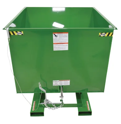 Vestil Steel Medium Duty Self Dumping Hopper 2 Cubic Yard 4000 Lb. Capacity Green