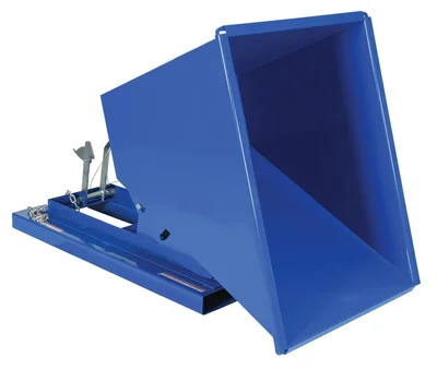Vestil Steel Heavy Duty No Bump & Dump Hopper 1/2 Cubic Yard 6000 Lb. Capacity Blue