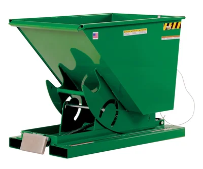Vestil Steel Light Duty Self Dumping Hopper 1/2 Cubic Yard 2000 Lb. Capacity Green