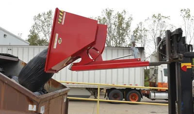 Vestil Steel Light Duty Self Dumping Hopper 1/2 Cubic Yard 2000 Lb. Capacity Soda Red
