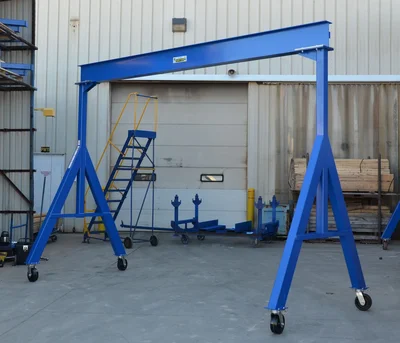 Vestil Steel Knockdown Fixed Gantry Crane with Phenolic Casters 15 Ft. 8000 Lb. Capacity Blue