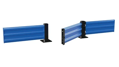 Vestil Steel Hinged Guard Rail 41.875 In. Length 3 Ribbed Gate Blue