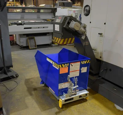 Vestil Steel Medium Duty Low Profile Self Dumping Hopper 1/2 Cubic Yard 4000 Lb. Capacity Blue