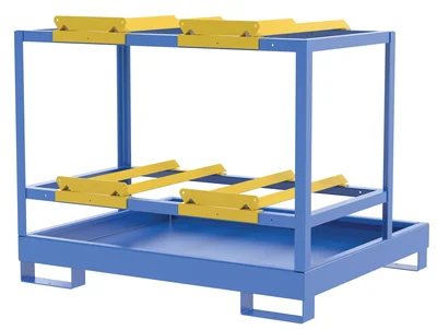 Vestil HSRB-4-BL Steel 4 Drum Horizontal Retention Basin 2,400 Lb