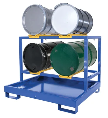 Vestil HSRB-4-BL Steel 4 Drum Horizontal Retention Basin 2,400 Lb