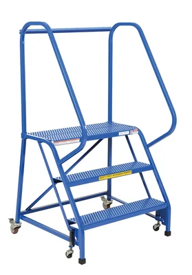 Vestil Steel Standard Slope Ladder 58 Degree 3 Perforated 30-1/4 In. Step Width 350 Lb. Capacity Blue