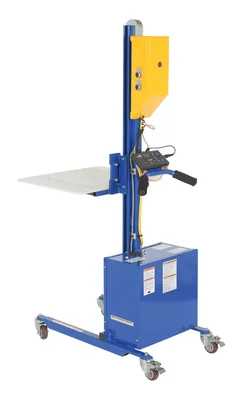 Vestil PEL-100S-D3-AHI Steel DC Powered Quick Lift with Auto Height Indexer 175lb Capacity Blue Powered quick lift units transport and position