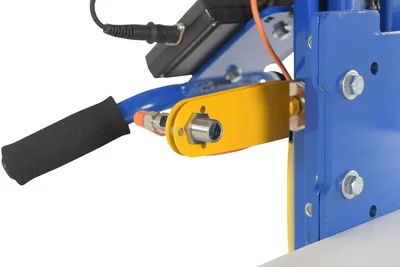 Vestil PEL-100S-D3-AHI Steel DC Powered Quick Lift with Auto Height Indexer 175lb Capacity Blue Powered quick lift units transport and position