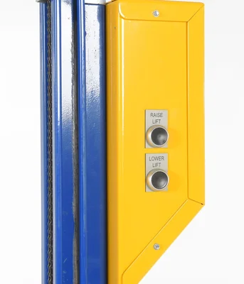 Vestil PEL-100S-D3-AHI Steel DC Powered Quick Lift with Auto Height Indexer 175lb Capacity Blue Powered quick lift units transport and position