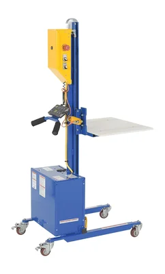 Vestil PEL-88S-D3-AHI Steel DC Powered Quick Lift with Auto Height Indexer 175lb Capacity Blue Powered quick lift units transport and position