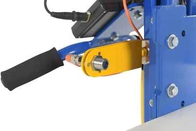 Vestil PEL-88S-D3-AHI Steel DC Powered Quick Lift with Auto Height Indexer 175lb Capacity Blue Powered quick lift units transport and position