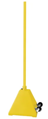 Vestil PYSB-W-Y Low Density Polyethylene Plastic Pyramid Sign Base with Steel Pole and Wheels 22 In