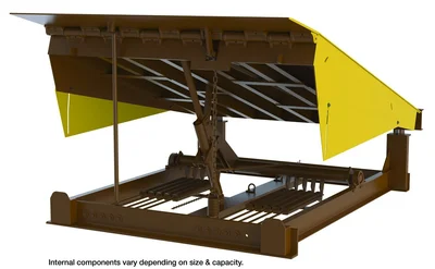 Vestil Steel Pull Chain Mechanical Dock Leveler 74"W x 110"L x 24"D Pit Dimensions 25000 Lb. Capacity Brown/Yellow