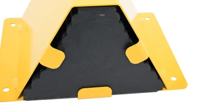 Vestil RWC-8-KIT-2 Molded Rubber Wheel Chock Kit, Includes Wheel Chock WITH HANDLE, Wheel Chock Holder, and Sign, NO CHAIN Black/Yellow Whe
