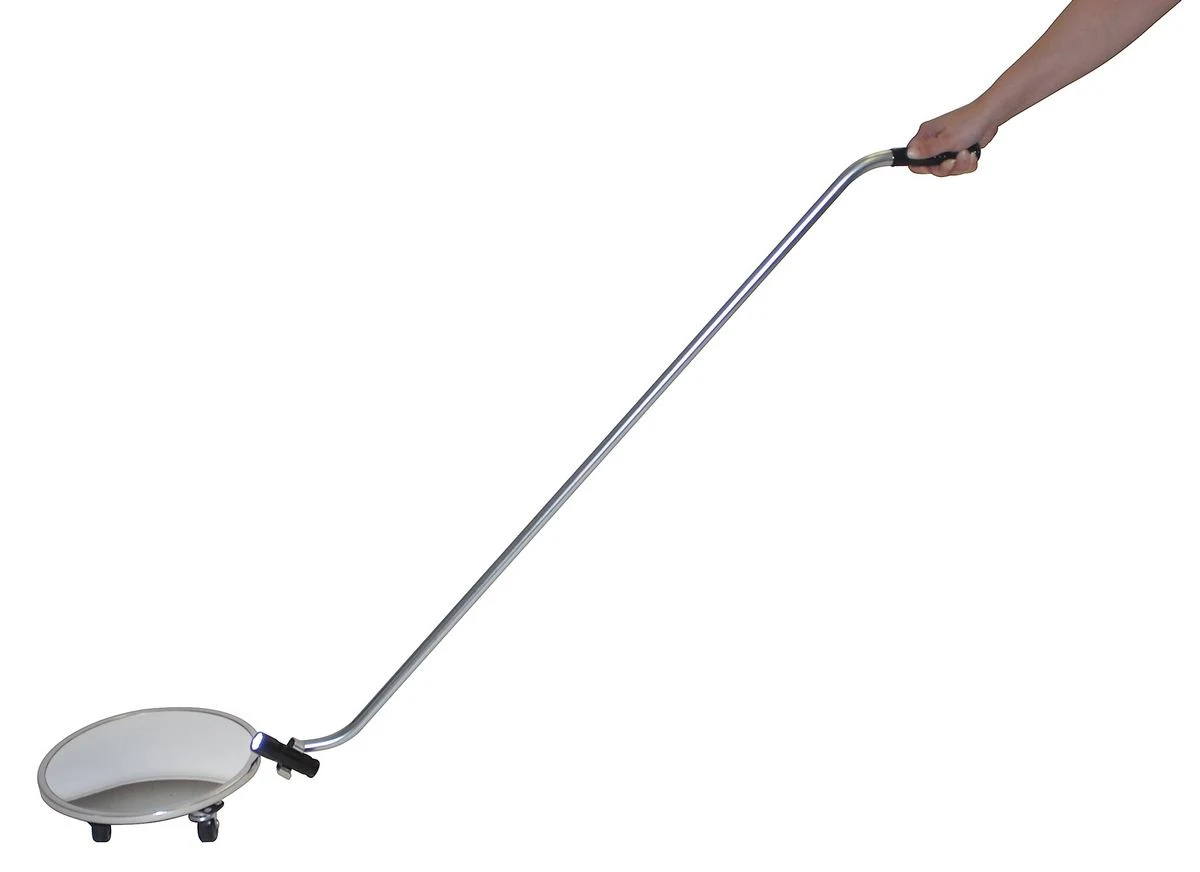 Vestil SIM-12-WF Acrylic Convex Inspection Mirror with Wheel & Light 12 Ft