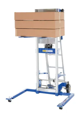Vestil A-LIFT-LAD hand winch lift truck shown from an alternate angle