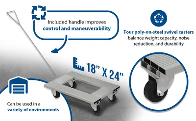 Vestil ACP-1824-9-HDL aluminum channel dollie feature highlights