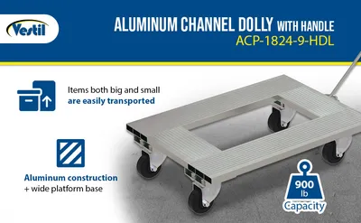 Vestil ACP-1824-9-HDL aluminum channel dollie feature highlights