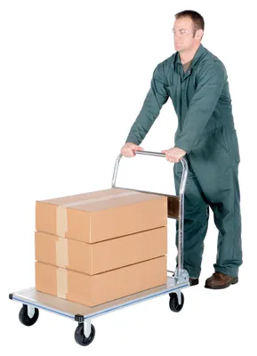 Vestil AFT-36-NM aluminum folding handle platform truck shown from an alternate angle