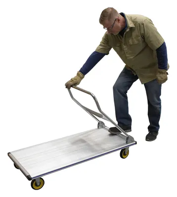 Vestil AFT-48-NM aluminum folding handle platform truck shown from an alternate angle