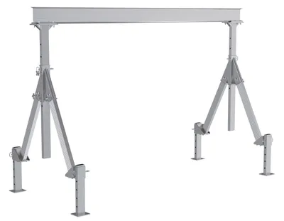 Vestil Aluminum Adjustable Height Gantry Crane With Adjustable Leveling Option 10 Ft. Wide X 8 Ft. Max Usable Height 2,000 Lb. Capacity Silver