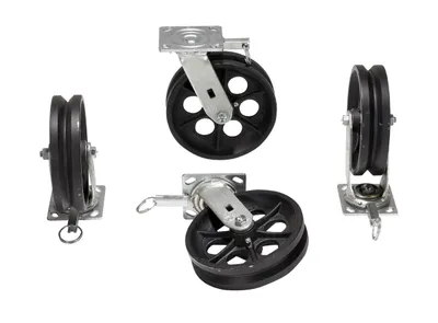 Vestil AHA-2/4-V adjustable height aluminum gantry cranes with v-groove caster shown from an alternate angle