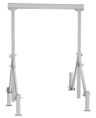 Vestil Aluminum Adjustable Height Gantry Crane With Adjustable Leveling Option 8 Ft. Wide X 12 Ft. Max Usable Height 2,000 Lb. Capacity Silver