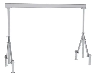Vestil Aluminum Adjustable Height Gantry Crane With Adjustable Leveling Option 15 Ft. Wide X 12 Ft. Max Usable Height 4,000 Lb. Capacity Silver