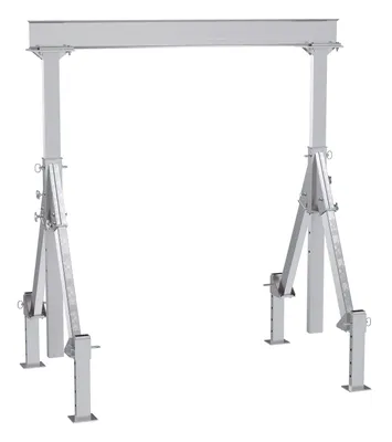 Vestil Aluminum Adjustable Height Gantry Crane With Adjustable Leveling Option 8 Ft. Wide x 10 Ft. Max Usable Height 4,000 Lb. Capacity Silver
