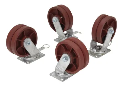Vestil AHS-6/8-V adjustable steel gantry cranes with v-groove caster shown from an alternate angle