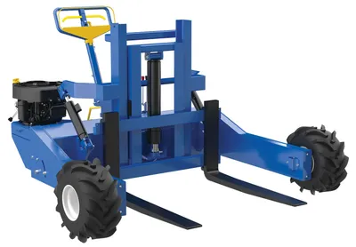 Vestil Steel Heavy Duty 344CC Gas Powered Drive Lift and Tilt All-Terrain Pallet Truck 36 In. Long Adjustable Width Forks 2,000 Lb. Capacity Blue